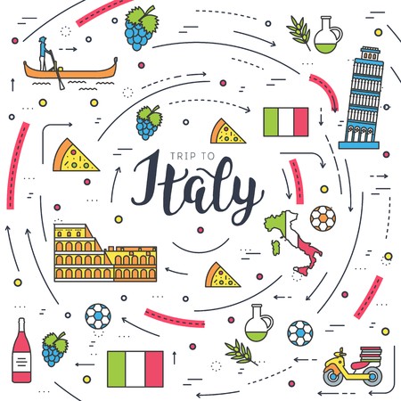 Country Italy travel vacation guide of goods, places and featuresのイラスト素材