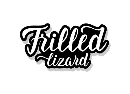 Frilled lizard calligraphy template text for your design illustration concept. Handwritten lettering title vector words on white isolatedのイラスト素材