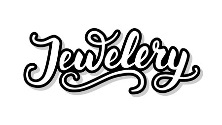 Jewelery calligraphy template text for your design illustration concept. Handwritten lettering title vector words on white isolatedのイラスト素材
