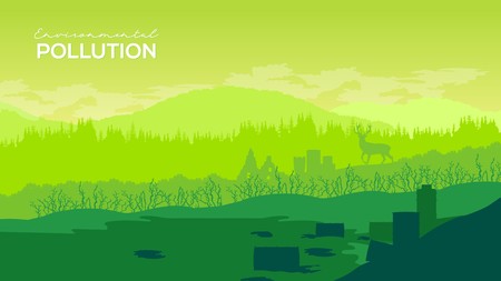 Deforestation environmental forest destroyed for oil palm plantations. Pine tree forestry exploitation. Overexploitation leads to endangering environment and sustainability conceptのイラスト素材