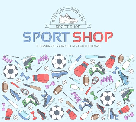 Circular concept of sports equipment background. life style tools with gym device, equipment and items. Training apparatus on a flat thin lines design. Vector illustration workout concept icons set.のイラスト素材