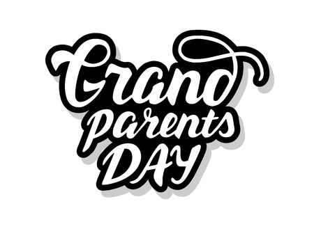Grandparents day calligraphy template text for your design illustration concept. Handwritten lettering title vector words on white isolatedのイラスト素材