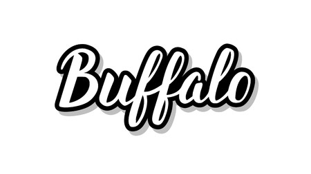 Buffalo calligraphy template text for your design illustration concept. Handwritten lettering title vector words on white isolatedのイラスト素材