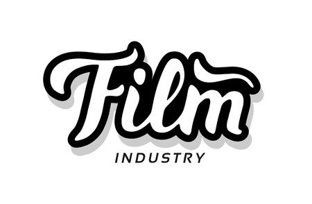 Film industry calligraphy template text for your design illustration concept. Handwritten lettering title vector words on white isolatedのイラスト素材