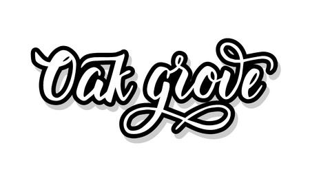 Oak grove calligraphy template text for your design illustration concept. Handwritten lettering title vector words on white isolatedのイラスト素材