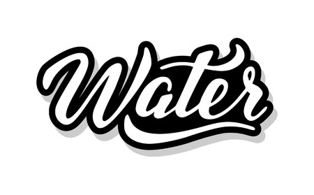 Water calligraphy template text for your design illustration concept. Handwritten lettering title vector words on white isolatedのイラスト素材