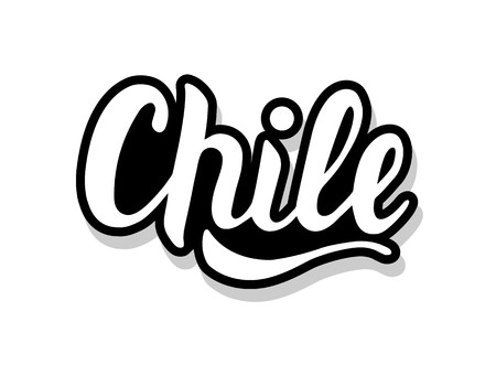 Chile calligraphy template text for your design illustration concept. Handwritten lettering title vector words on white isolated backgroundのイラスト素材
