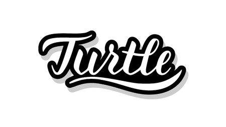Turtle calligraphy template text for your design illustration concept. Handwritten lettering title vector words on white isolatedのイラスト素材