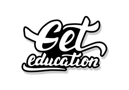 Get education calligraphy template text for your design illustration concept. Handwritten lettering title vector words on white isolatedのイラスト素材