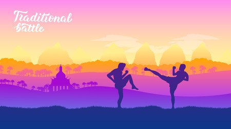 Thai warriors martial arts of different Nationsのイラスト素材