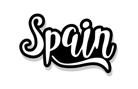 Spain calligraphy template text for your design illustration concept. Handwritten lettering title vector words on white isolatedのイラスト素材