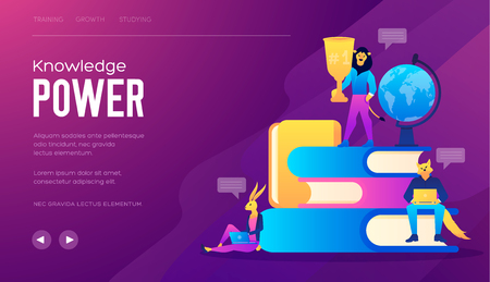 Flat design style web banner for the power of education. Vector illustration concept for web design, marketing. Knowledge Is The Path To Success. Illustration for power of knowledgeのイラスト素材