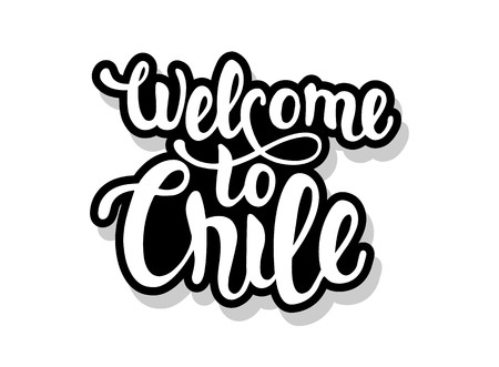 Welcome to Chile calligraphy template text for your design illustration concept. Handwritten lettering title vector words on white isolatedのイラスト素材