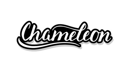 Chameleon calligraphy template text for your design illustration concept. Handwritten lettering title vector words on white isolatedのイラスト素材