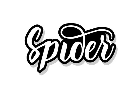 Spider calligraphy template text for your design illustration concept. Handwritten lettering title vector words on white isolatedのイラスト素材