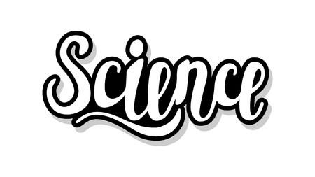 Science calligraphy template text for your design illustration concept. Handwritten lettering title vector words on white isolatedのイラスト素材