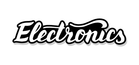 Electronics calligraphy template text for your design illustration concept. Handwritten lettering title vector words on white isolatedのイラスト素材