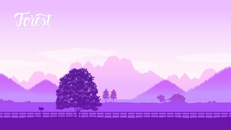 Lonely tree standing in the field nature landscape. Old abandoned ranch and barn? Cattle ranch below the Dallas divide mountains in Southwest Colorado. Template land page wallapapers design conceptのイラスト素材