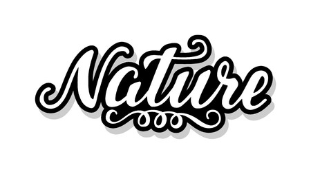 Nature calligraphy template text for your design illustration concept. Handwritten lettering title vector words on white isolatedのイラスト素材