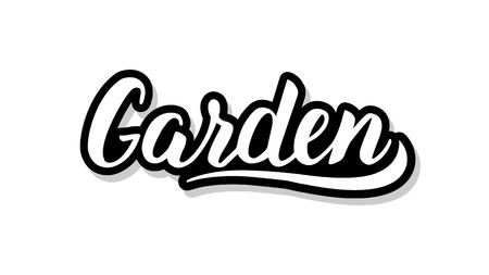Garden calligraphy template text for your design illustration concept. Handwritten lettering title vector words on white isolated backgroundのイラスト素材