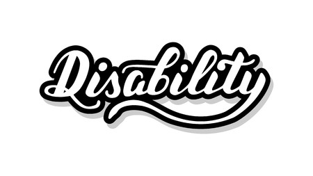 Disability calligraphy template text for your design illustration concept. Handwritten lettering title vector words on white isolatedのイラスト素材