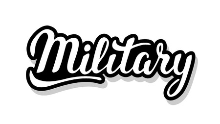 Military calligraphy template text for your design illustration concept. Handwritten lettering title vector words on white isolatedのイラスト素材