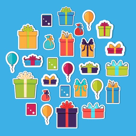 colorful vintage gift set seamless pattern concept. Vector illustration design.のイラスト素材