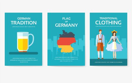 Set of Germany country ornament travel tour concept. Monument traditional, magazine, book, poster, abstract, element. Vector decorative ethnic greeting card or invitation design backgroundのイラスト素材