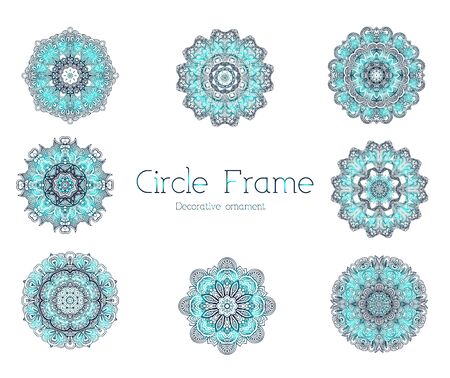 Hand drawn abstract background ornament frame illustration concept. Vector decorative retro banner of card or invitation design. Vintage traditional, Islam, arabic, indian, ottoman motifs, elements.のイラスト素材