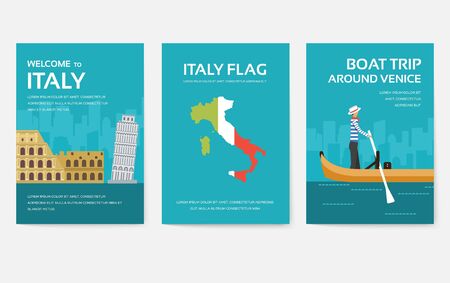 Set of Italy country ornament travel tour concept. Asia traditional, magazine, book, poster, abstract, element. Vector decorative ethnic greeting card or invitation design backgroundのイラスト素材