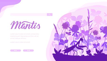 Praying Mantis vector landing page templateのイラスト素材