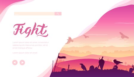 Battle field vector landing page templateのイラスト素材