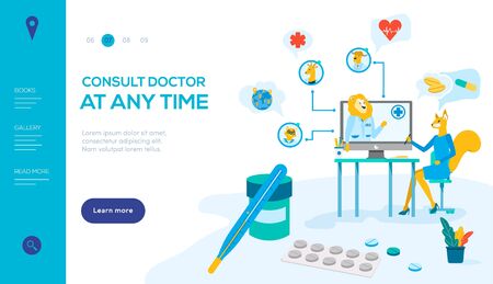 Consult doctor vector landing page templateのイラスト素材