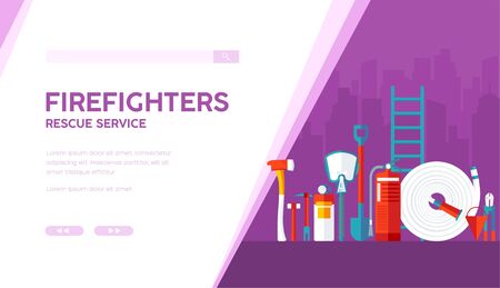 Firefighters vector landing page templateのイラスト素材