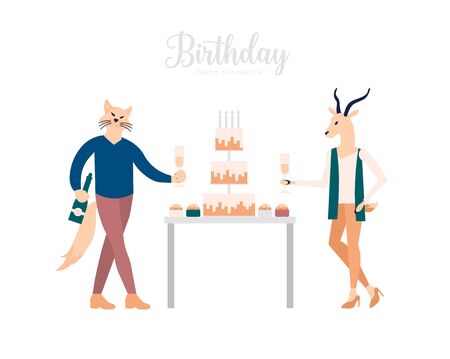 Friends at B-day party vector illustrationのイラスト素材