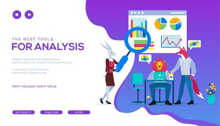 Business analysis app flat landing page templateのイラスト素材