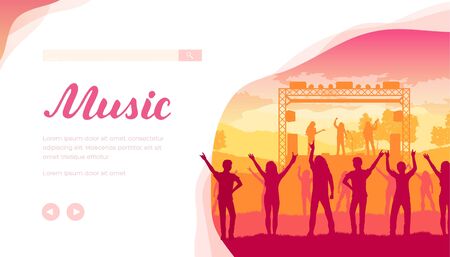 Music festival vector landing page templateのイラスト素材