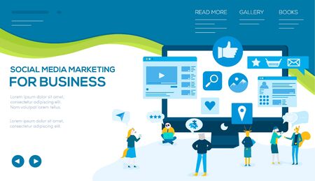 Business marketing vector landing page templateのイラスト素材