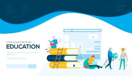 Online education vector landing page templateのイラスト素材