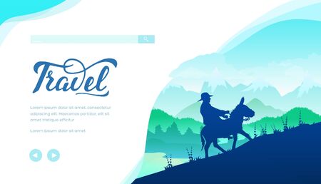 Donkey riding vector landing page templateのイラスト素材