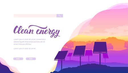 Clean energy vector landing page templateのイラスト素材