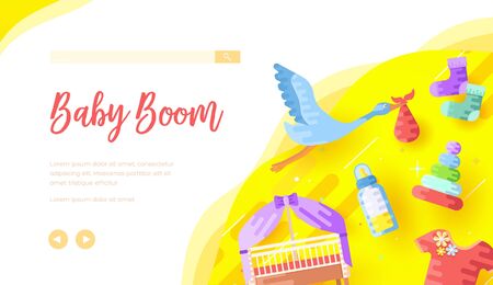 Childcare products Internet shop landing page templateのイラスト素材