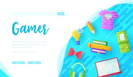 Games online store landing page templateのイラスト素材