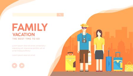 Family vacation vector landing page templateのイラスト素材