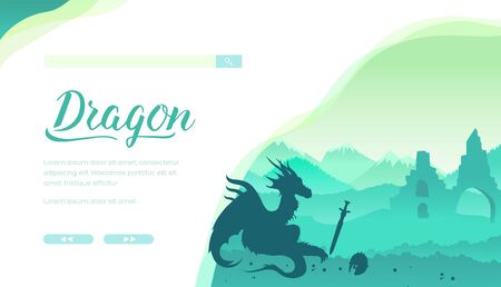 Dragon vector landing page templateのイラスト素材