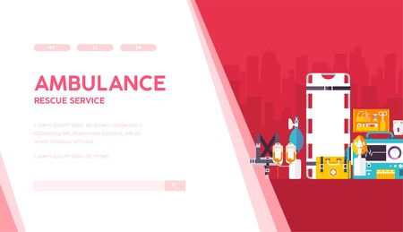 Ambulance vector landing page templateのイラスト素材