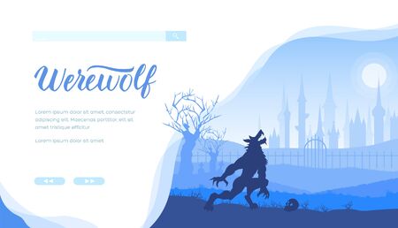 Werewolf vector landing page templateのイラスト素材