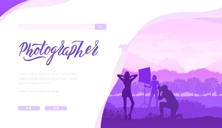 Outdoor photoshoot vector landing page templateのイラスト素材