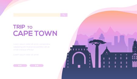 Silhouette of sightseeing attractions of Cape Town.のイラスト素材