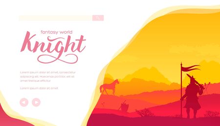 Ancient medieval knight standing on battlefield.のイラスト素材